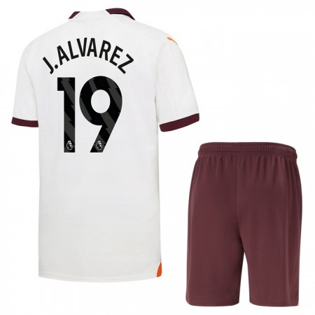 Camisolas Manchester City J. Alvarez 19 Criança 2º Equipamento Alternativa 2023-24 Manga Curta